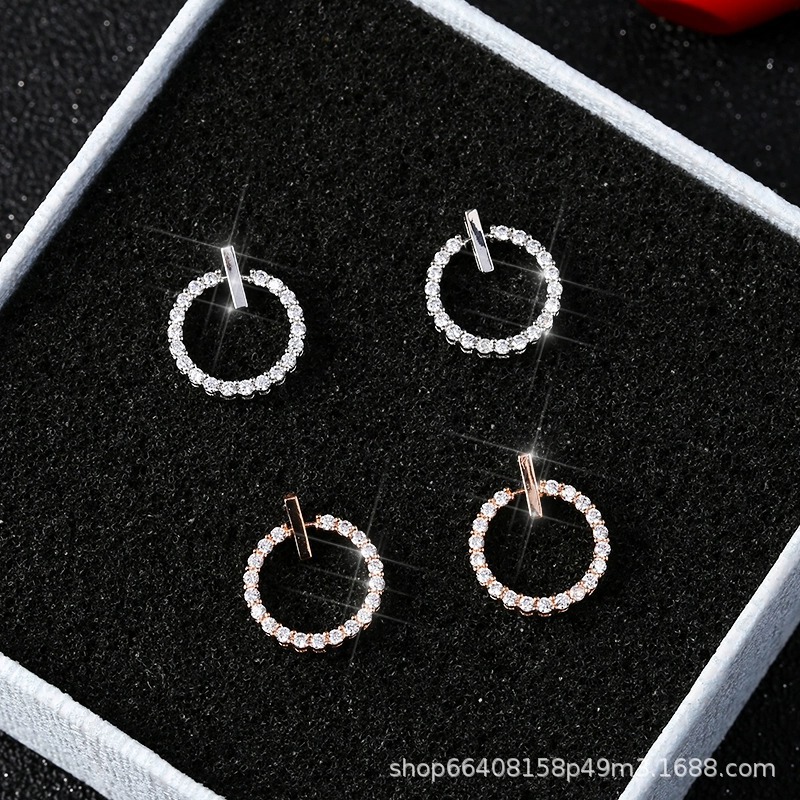ZVT-168 Circle Zircon Korean Earrings ,Elegant Fashion Jewellery, Stylish Accessory for Women