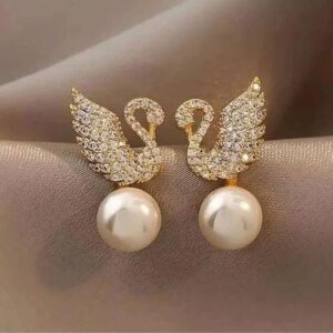 ZJE-911 Swan Pearl Earrings , Elegant Korean Style Jewellery , Stylish Accessory for Women