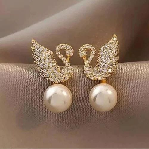 ZJE-911 Swan Pearl Earrings , Elegant Korean Style Jewellery , Stylish Accessory for Women