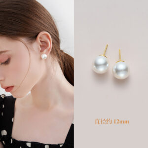 PJT-177 Simple Pearl Earrings 10mm ,Elegant Jewelry, Stylish Accessory for Women- White Colour