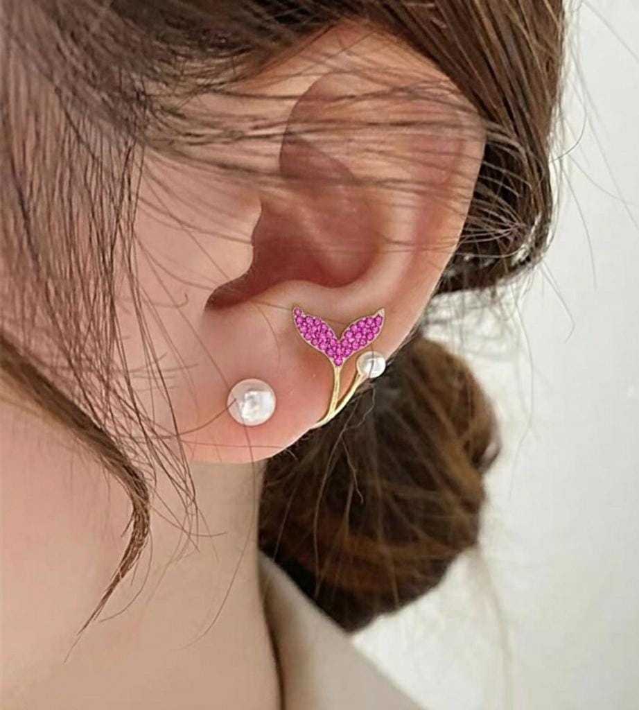 AUJ-939 Korean Fish Tail Earrings , Elegant Fashion Jewellery, Stylish Accessory for Women