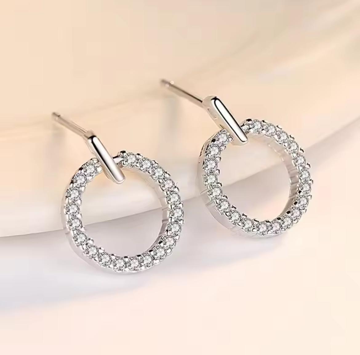 ZVT-168 Circle Zircon Korean Earrings ,Elegant Fashion Jewellery, Stylish Accessory for Women
