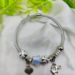 1 Piece Imported Elegant Pandora-Style Charm Bracelet – Starry Opalescent Design | Best Quality Artificial Bracelet For Girls & Women