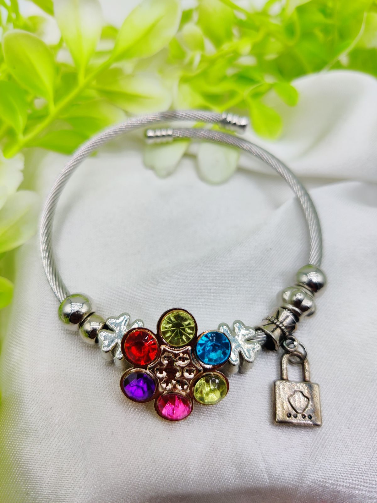 1 Piece Imported Elegant Multicolor Stone Charm Pandora Bracelet | Best Quality Bracelet For Girls & Women