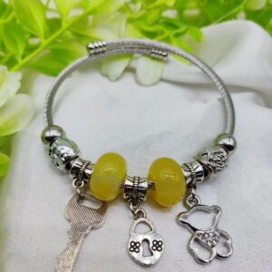 1 Piece Intelligent Elegant Pandora Charm Bracelet with Yellow Beads and Adorable CharmsÂ 