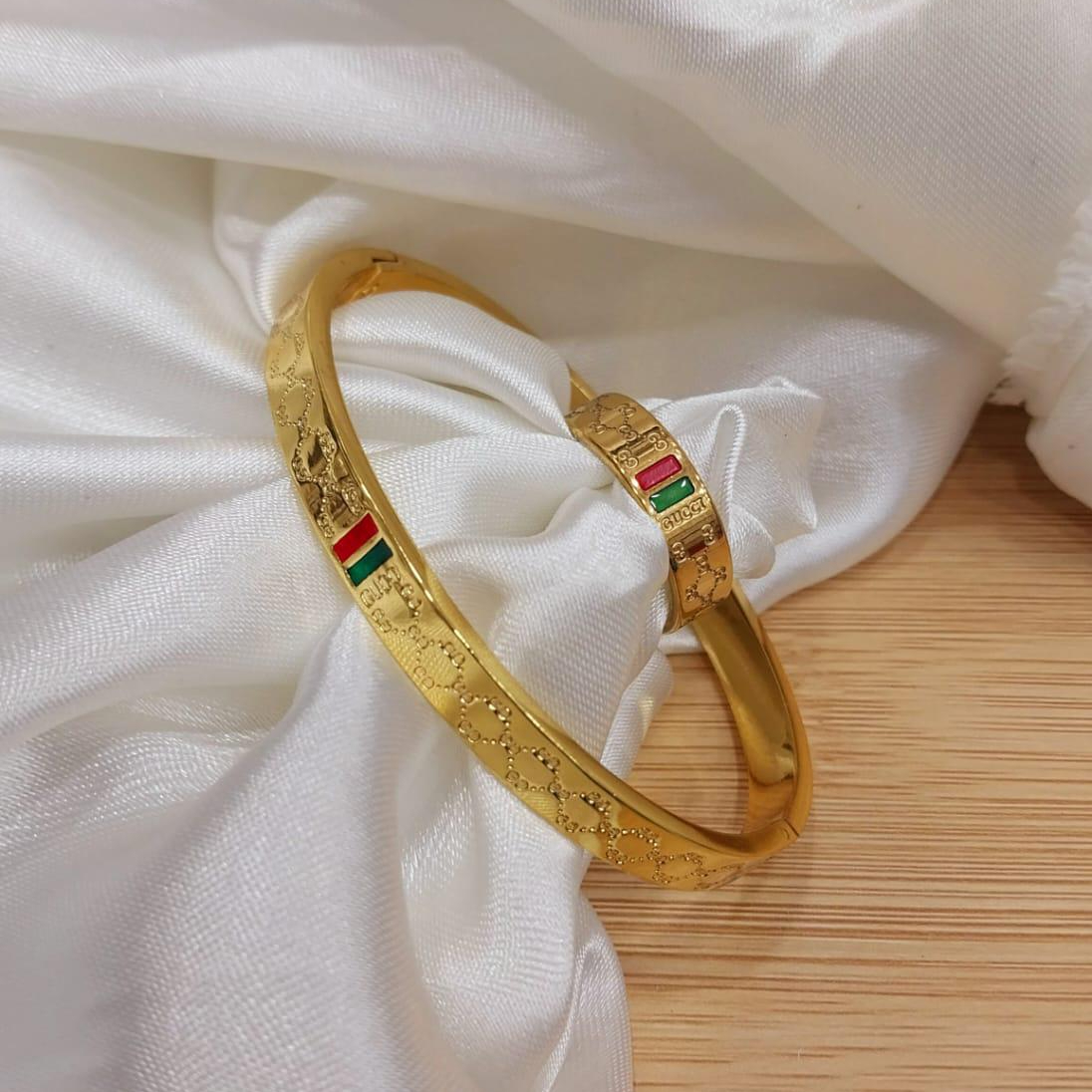 Gold Plated Stainless Steel Bangles And A Matching Ring Providing Elegant Design Everyday Fashion Support
