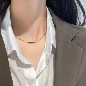 AWT-179 Thin Snake Chain,  Elegant Stainless Steel Necklace, Stylish Jewellery Accessory for Women