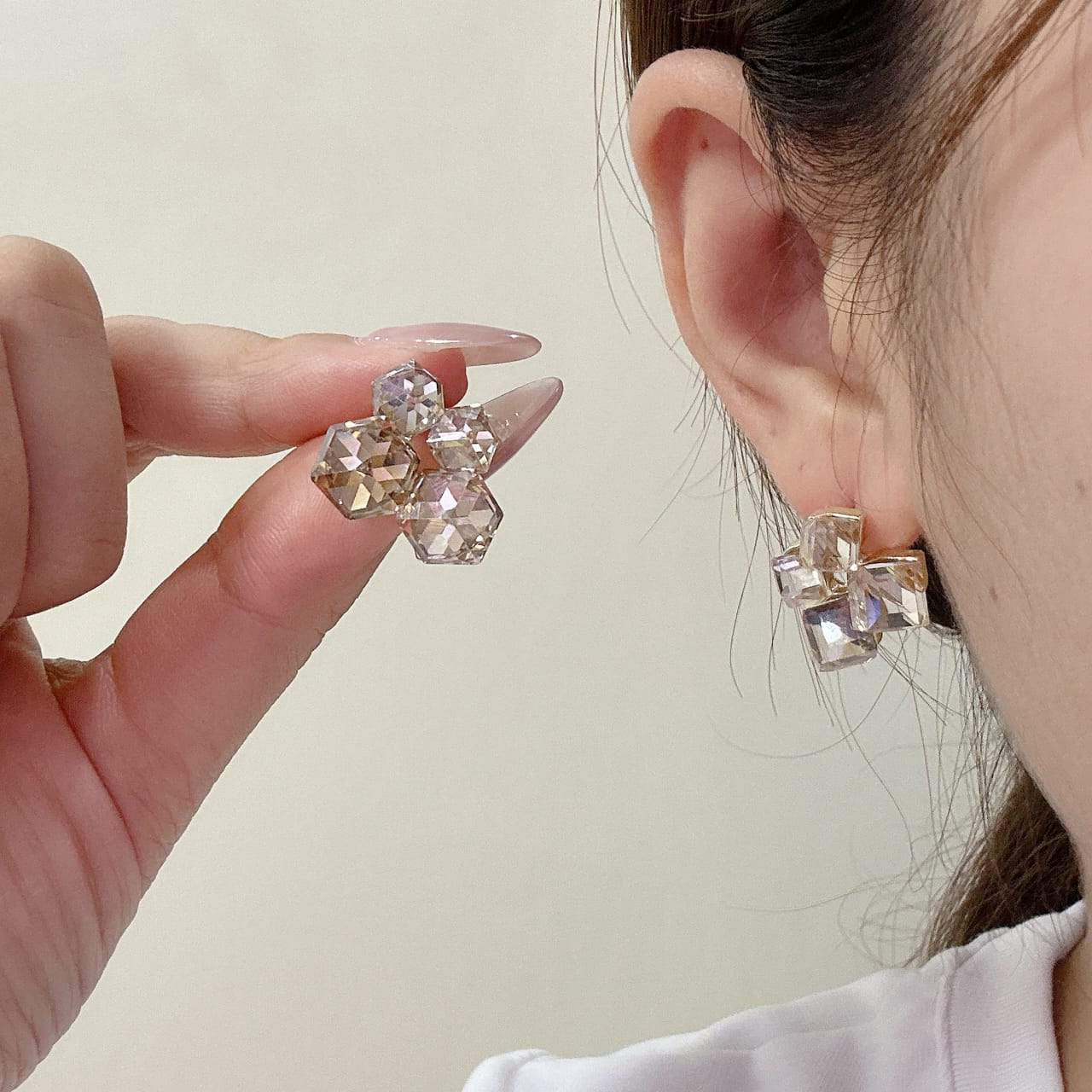 PJX-121 Crystal Sparkling Korean Earrings ,Elegant Shine, Premium Style & Stunning Feminine Charm