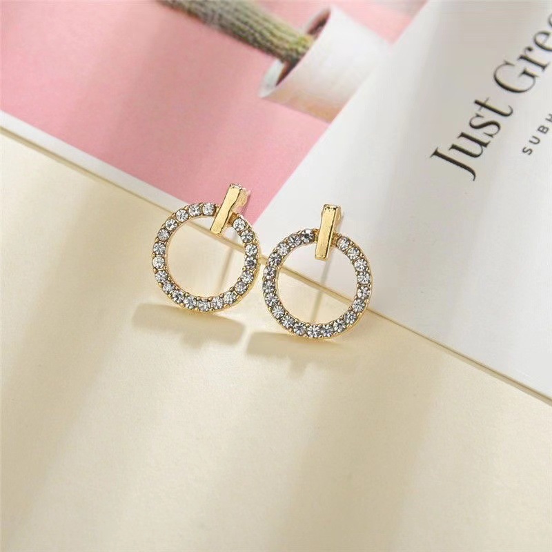 ZVT-168 Circle Zircon Korean Earrings ,Elegant Fashion Jewellery, Stylish Accessory for Women