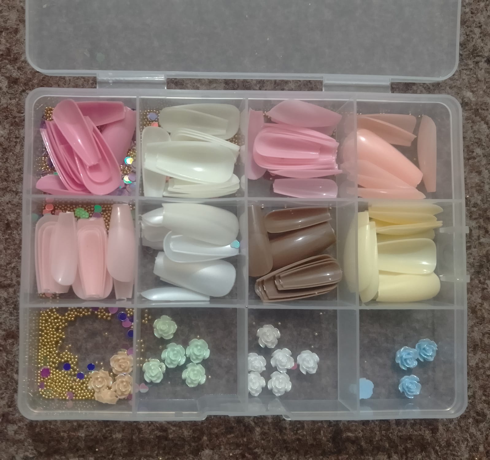 96 Pcs Artificial Nails With Beads ,Multicolor Nail Art Decoration Set Made From Premium ABS Plastic, Perfect For Stylish DIY Manicure Designs