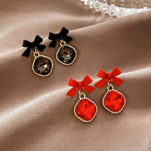 AWJ-166 Bow Shape Korean Earrings ,Elegant Fashion Jewellery, Stylish Accessory for Women